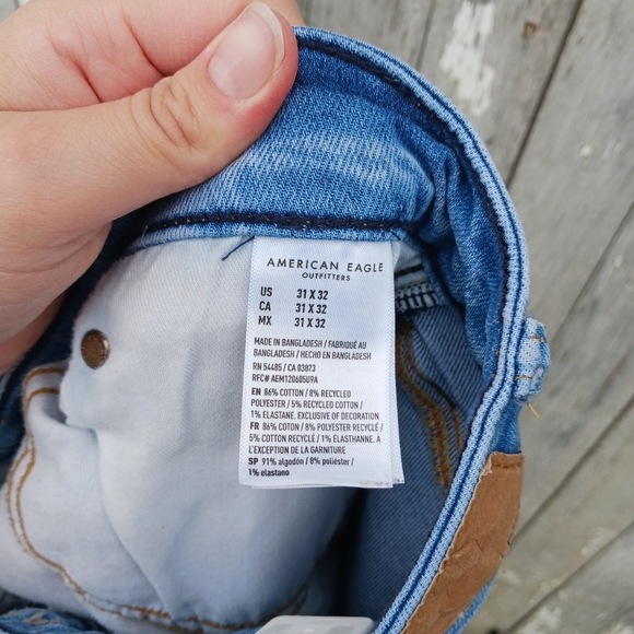 American Eagle Jeans Men 31X32 Airflex Blue Distressed Athletic Fit Straight I - Picture 4 of 6